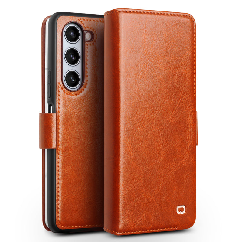 QIALINO Wallet Phone Case til Samsung Galaxy Z Fold5 5G TPU ægte ko læder Folio Flip Cover QIALINO Wallet Phone Case til Samsung Galaxy Z Fold5 5G TPU ægte ko læder Folio Flip Cover